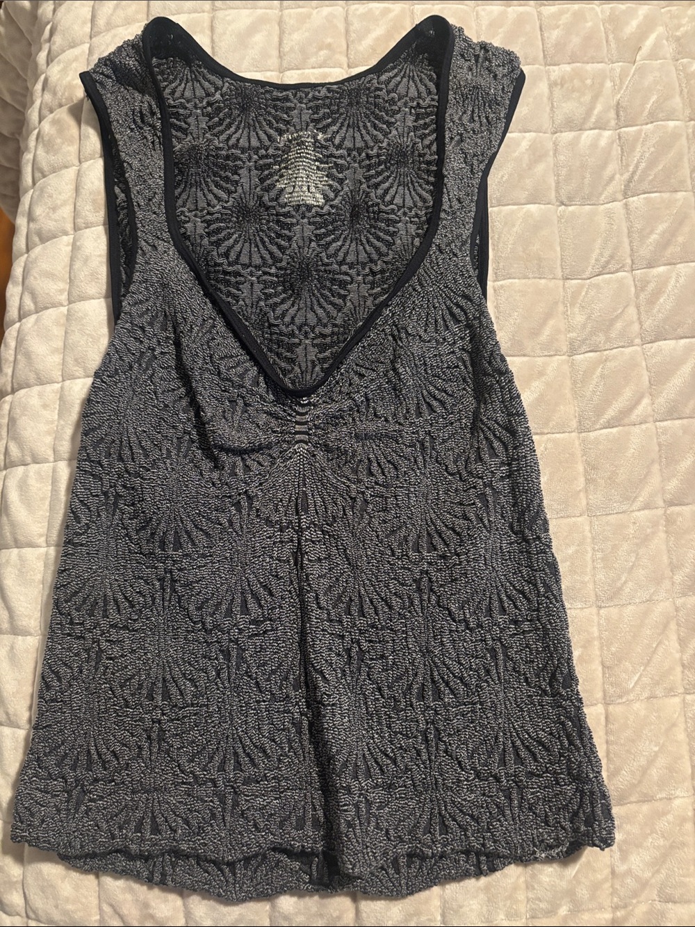 Free People Intimately Black Gray Textured Knit Tank Top M/L (Worn Once)